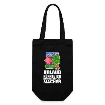 Urlaub Naturliebhaber Camping Zelt - Geschenkbeutel für Flaschen - Schwarz - Vorne