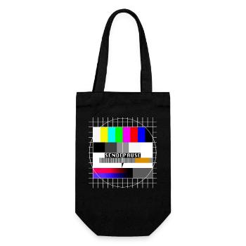 Testbild Sendepause 80er 90er Jahre Party Kostüm - Geschenkbeutel für Flaschen - Schwarz - Vorne