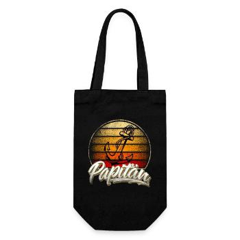 Papitän Papa Vater Kapitän Segeln Boot Schiff - Geschenkbeutel für Flaschen - Schwarz - Vorne