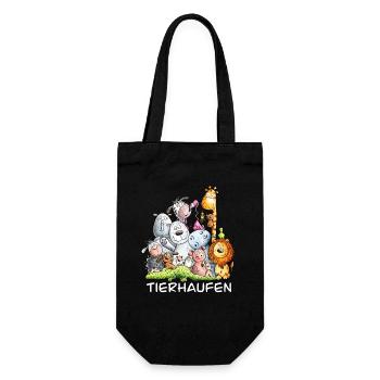 Happy Tierhaufen I Tiere I Zoo I Wildnis I Fun - Geschenkbeutel für Flaschen - Schwarz - Vorne