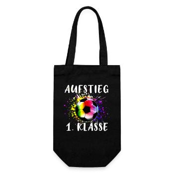 1. Klasse Fußball Schulanfang - Geschenkbeutel für Flaschen - Schwarz - Vorne