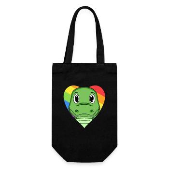 LGBT Tier Krokodile Regenbogen Herz - Geschenkbeutel für Flaschen - Schwarz - Vorne