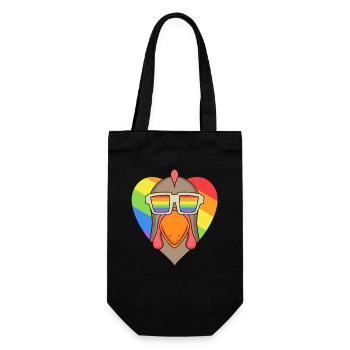 LGBT Tier Huhn Regenbogen Herz - Geschenkbeutel für Flaschen - Schwarz - Vorne