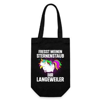 Einhorn Fresst Meinen Sternenstaub Ihr Langeweiler - Geschenkbeutel für Flaschen - Schwarz - Vorne