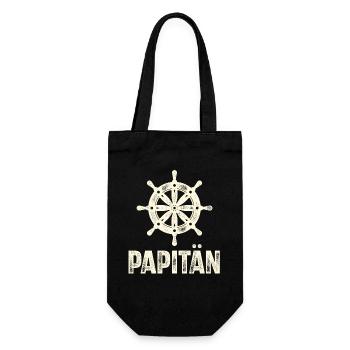 Papitän Kapitän Papa Vater Vatertag Segeln - Geschenkbeutel für Flaschen - Schwarz - Vorne