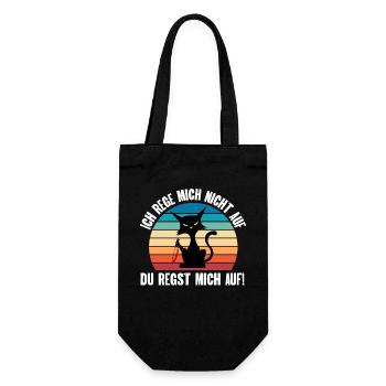 Ich reg mich nicht auf du regst mich auf Katze - Geschenkbeutel für Flaschen - Schwarz - Vorne