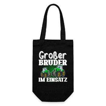 Großer Bruder Im Einsatz Traktor Landwirt - Geschenkbeutel für Flaschen - Schwarz - Vorne