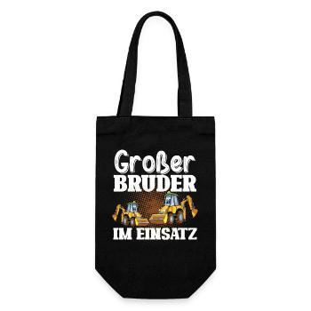 Großer Bruder Im Einsatz Bagger - Geschenkbeutel für Flaschen - Schwarz - Vorne