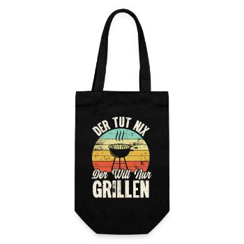 Der Tut Nix Der Will Nur Grillen - Geschenkbeutel für Flaschen - Schwarz - Vorne