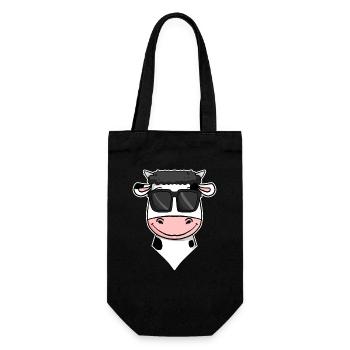 coole Kuh mit Sonnenbrille - Geschenkbeutel für Flaschen - Schwarz - Vorne
