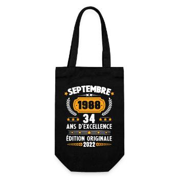 Cadeau D'anniversaire Rétro 34 Ans Septembre 1988 - Sac à bouteille - noir - Devant