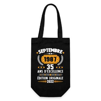 Cadeau D'anniversaire Rétro 35 Ans Septembre 1987 - Sac à bouteille - noir - Devant