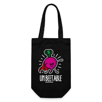 Drôle de betterave Betterave Super-héros Jeu de mots Dessin animé - Sac à bouteille - noir - Devant