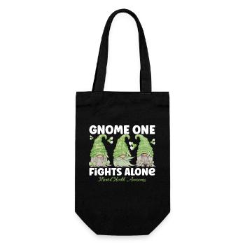 Gnome One Fights Alone Mental Health - Gift Bag for Bottles - black - Front