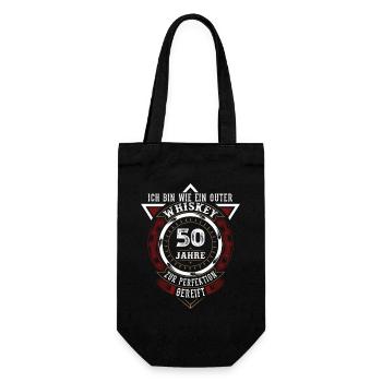 50. Geburtstag Whiskey Whisky - Geschenkbeutel für Flaschen - Schwarz - Vorne