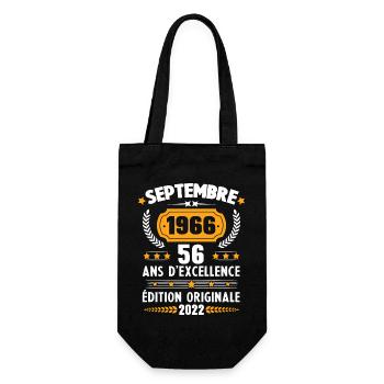 Cadeau D'anniversaire Rétro 56 Ans Septembre 1966 - Sac à bouteille - noir - Devant