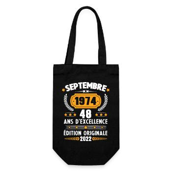 Cadeau D'anniversaire Rétro 48 Ans Septembre 1974 - Sac à bouteille - noir - Devant