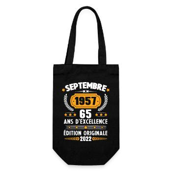 Cadeau D'anniversaire Rétro 65 Ans Septembre 1957 - Sac à bouteille - noir - Devant