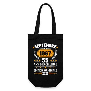 Cadeau D'anniversaire Rétro 55 Ans Septembre 1967 - Sac à bouteille - noir - Devant