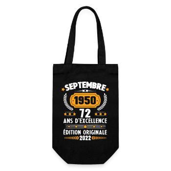Cadeau D'anniversaire Rétro 72 Ans Septembre 1950 - Sac à bouteille - noir - Devant