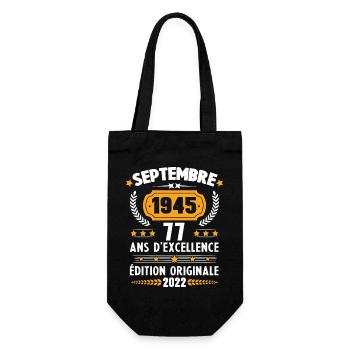 Cadeau D'anniversaire Rétro 77 Ans Septembre 1945 - Sac à bouteille - noir - Devant