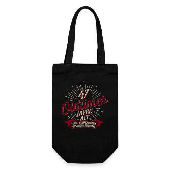 47. Geburtstag Oldtimer - Geschenkbeutel für Flaschen - Schwarz - Vorne