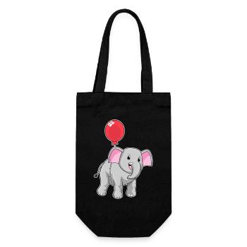 Elefant Luftballon - Geschenkbeutel für Flaschen - Schwarz - Vorne