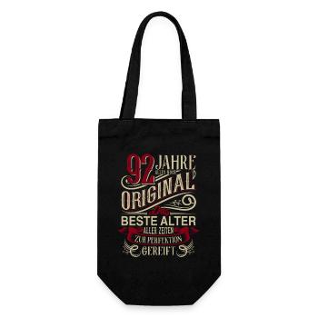 92. Geburtstag Vintage Retro - Geschenkbeutel für Flaschen - Schwarz - Vorne