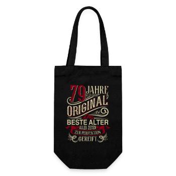 79. Geburtstag Vintage Retro - Geschenkbeutel für Flaschen - Schwarz - Vorne