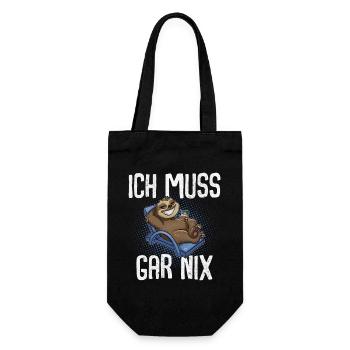 Ich Muss Gar Nix Faultier - Geschenkbeutel für Flaschen - Schwarz - Vorne