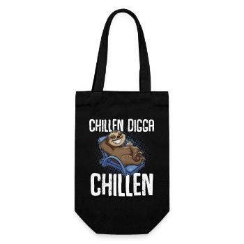 Chillen Digga Chillen Faultier - Geschenkbeutel für Flaschen - Schwarz - Vorne