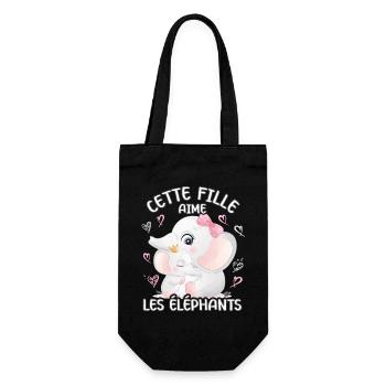 Dieses Mädchen Liebt Elefanten - Geschenkbeutel für Flaschen - Schwarz - Vorne