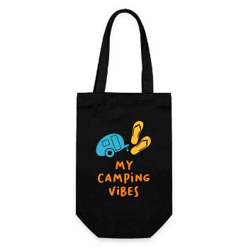 Camping Vibes Quote Caravan Wohnmobil Van Life Fun - Geschenkbeutel für Flaschen - Schwarz - Vorne