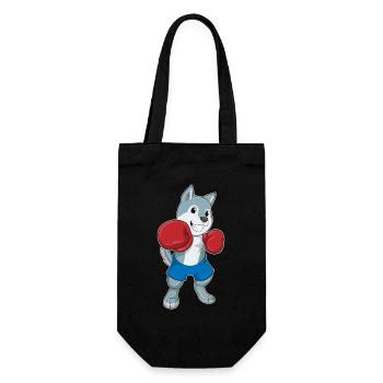 Hund Boxer Boxhandschuhe Boxen - Geschenkbeutel für Flaschen - Schwarz - Vorne