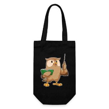 Owl teacher pointer school - Gift Bag for Bottles - black - Front