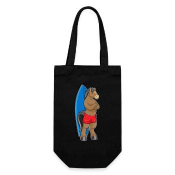 Pferd Surfen Surfbrett Sommer - Geschenkbeutel für Flaschen - Schwarz - Vorne
