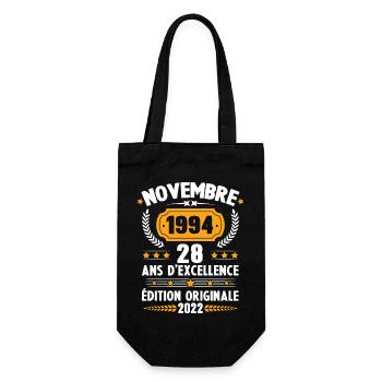 Cadeau D'anniversaire 28 Ans Novembre 1994 Rétro - Sac à bouteille - noir - Devant