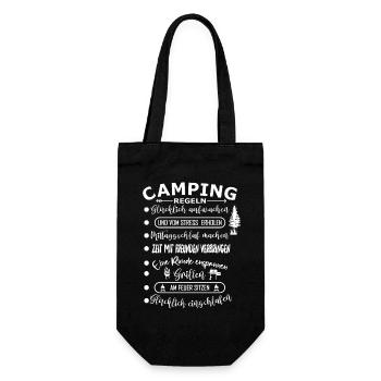 Campingregeln - Geschenkbeutel für Flaschen - Schwarz - Vorne
