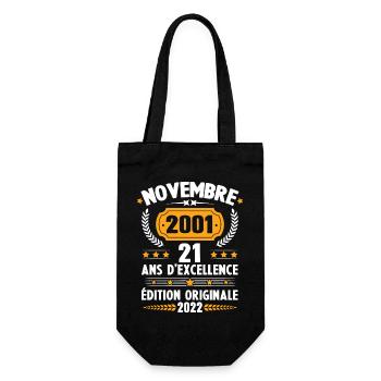Cadeau D'anniversaire Rétro 21 Ans Novembre 2001 - Sac à bouteille - noir - Devant