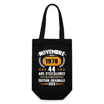 Cadeau D'anniversaire Rétro 44 Ans Novembre 1978 - Sac à bouteille - noir - Devant