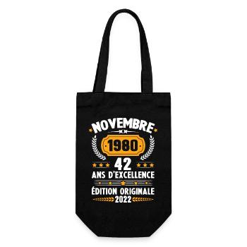Cadeau D'anniversaire Rétro 42 Ans Novembre 1980 - Sac à bouteille - noir - Devant