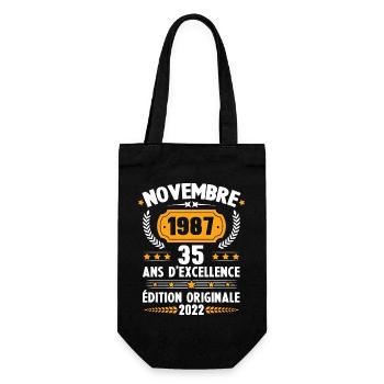 Cadeau D'anniversaire Rétro 35 Ans Novembre 1987 - Sac à bouteille - noir - Devant