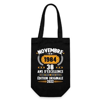 Cadeau D'anniversaire Rétro 38 Ans Novembre 1984 - Sac à bouteille - noir - Devant