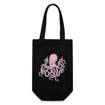 Octopus Student Crayons School - Gift Bag for Bottles - black - Front