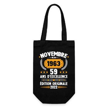 Cadeau D'anniversaire Rétro 59 Ans Novembre 1963 - Sac à bouteille - noir - Devant