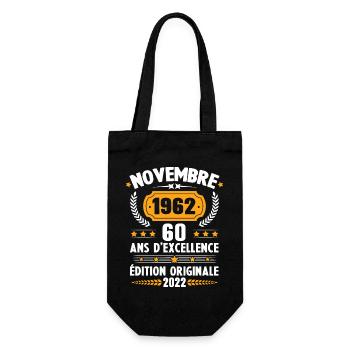 Cadeau D'anniversaire Rétro 60 Ans Novembre 1962 - Sac à bouteille - noir - Devant