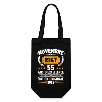 Cadeau D'anniversaire Rétro 55 Ans Novembre 1967 - Sac à bouteille - noir - Devant