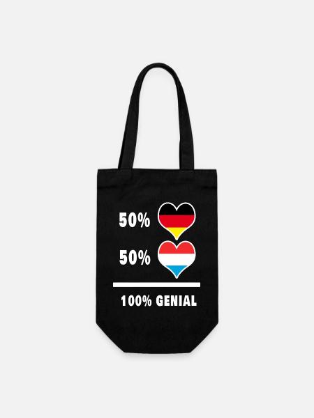 Deutschland und Luxemburg 100% Genial / Geschenk - Geschenkbeutel für Flaschen - Schwarz