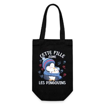 Dieses Mädchen Liebt Pinguine - Geschenkbeutel für Flaschen - Schwarz - Vorne
