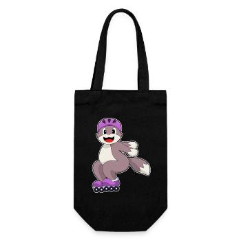 Katze Rollschuhfahren Rollschuhe - Geschenkbeutel für Flaschen - Schwarz - Vorne